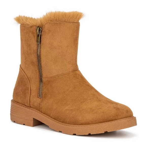 Olivia Miller Shoes - Olivia Miller Rosemary Faux Fur Tan Ankle Boots